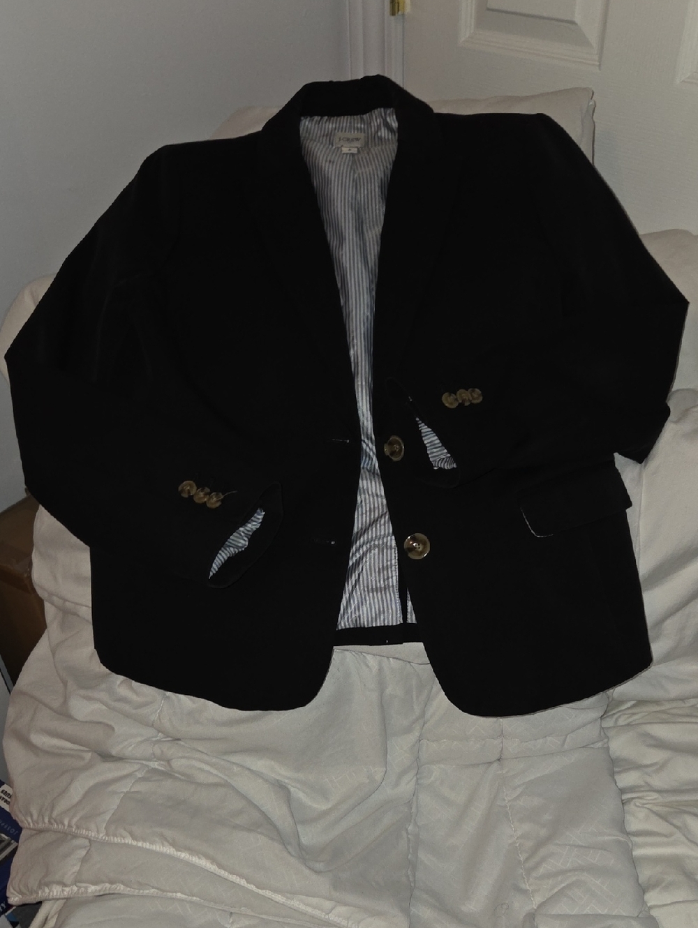 Like New Black Fitted J Crew Cotten Blend Blazer Size 8